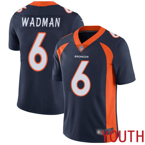 Youth Denver Broncos #6 Colby Wadman Navy Blue Alternate Vapor Untouchable Limited Player Football NFL Jersey